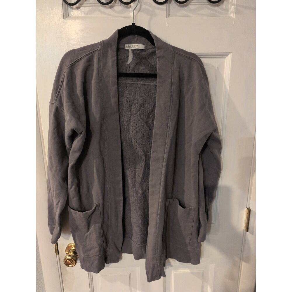 Stateside Open Front Cardigan Gray Lightweight Pocket Women’s Small